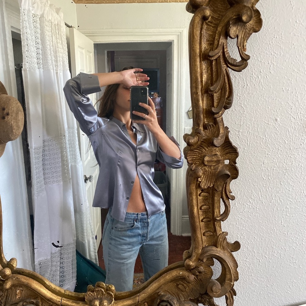 Vintage silk button up top